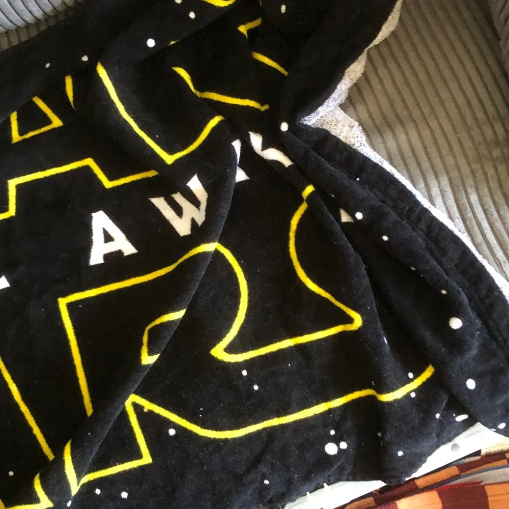 Black  Lettering and White Paint-Splatter beach towels